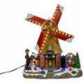 Spetebo - led Windmühle mit Musik und Bewegung - 29 x 25 cm - Weihnachts Dorf Szene Winter Stadt Tisch Deko beleuchtet