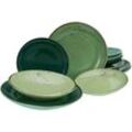 Tafelservice CREATABLE "Geschirr-Set NATURE COLLECTION", grün, 12 tlg., Steinzeug, Geschirr-Sets, Service, handwerklicher Look, 12 Teile, für 4 Personen