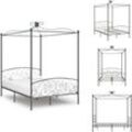 Betten & Bettgestelle - Living Himmelbett-Gestell Grau Metall 140 x 200 cm