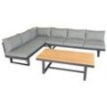 bellavista® Alu-Lounge »Largo«, 3-teilig, hellgrau/hellbraun