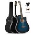 Rocktile Westerngitarre WSD-5C Slim Line Akustikgitarre Set - Dreadnought Akustik Gitarre, Set inkl. Tasche, Ersatzsaiten, Gurt und Plektren, blau