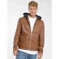 Lederjacke MAZE "42020525", Herren, Gr. S, braun (cognac), Obermaterial: 100% Leder, Lamm / Futter: 100% Baumwolle / Ärmelfutter: 100% Polyester, ohne Bündchen, Jacken