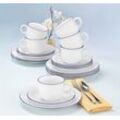 Kaffeeservice SELTMANN WEIDEN "Geschirr-Set, Service Compact Blaurand" Geschirr-Sets Gr. 18 tlg., weiß (weiß, blau) Geschirr-Sets für 6 Personen Made in Germany, 18 Teile,