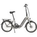 E-Bike SAXONETTE "Compact Comfort Plus" E-Bikes Gr. 33 cm, 20 Zoll (50,80 cm), silberfarben (silberfarben matt) E-Bikes Pedelec, Elektrofahrrad für Damen u. Herren, Faltrad, Klapprad