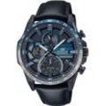 Solaruhr CASIO EDIFICE, schwarz, Armbanduhren, Herren, Quarzuhr, Armbanduhr, Herrenuhr, Neo-Display, Lederarmband