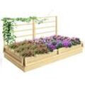 Outsunny Gartenbeet mit Rankhilfe und erhöhtem Zaunnetz natur 183L x 98,5B x 95H cm