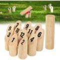 Froadp Wurfspiel Set aus Kieferholz, Kubb Wikingerschach Spiel mit 12 Holznummer & 1 Wurfzylinder für Kinder Erwachsene Familienfeiern