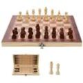 SWANEW Schachspiel Schach 29x29CM 3 in1 Spielbrett Neu Schach Schachspiel PEARL Holz