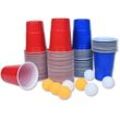 Froadp - 480ml-16OZ Bierpong Becher Set Trinkbecher für Kartenspiele Spülmaschinenfest Beerpongbecher mit 200 Stücke Cups (Rot/Blau) + 20 Bierpong