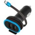 Usb kfz Adapter Schwarz 5V / 3 a Dreifach Auto Ladegerät 2x USB-Ports mit USB-Ladekabel Typ-C Zigarettenzünder Dual Port Car Charger 12-24V