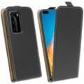 Markenlos - cofi1453® Flip Case kompatibel mit huawei P40 pro Handy Tasche vertikal aufklappbar Schutzhülle Klapp Hülle Schwarz - Schwarz