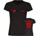 multifanshop® Damen T-Shirt - Dänemark - Trikot 12 - Druck rot