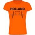 multifanshop® Damen T-Shirt - Holland - Herzschlag - Druck schwarz