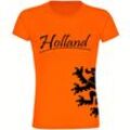 multifanshop® Damen T-Shirt - Holland - Löwe seitlich - Druck schwarz