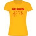 multifanshop® Damen T-Shirt - Belgien - Herzschlag - Druck rot