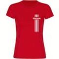 multifanshop® Damen T-Shirt - Dänemark - Streifen - Druck weiß