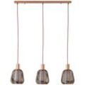 BRILLIANT Pendelleuchte "Wallace", braun (kaffee dunkel), B:85,00cm T:18,00cm, Lampen, 120 x 85 x 18 cm, 3 x E27, kürzbar, Kaffee dunkel, Metall/Glas