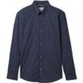 DENIM TOM TAILOR Freizeithemd, Tailored Fit, Langarm, Button-Down-Kragen, für Herren, blau, XXL