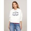 Kapuzensweatshirt TOMMY HILFIGER "MDRN REG VARSITY HOODIE" Gr. L (40), weiß (ancient white) Damen Sweatshirts mit Kapuze