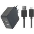 Dual USB-C 5V 2,4A Schnellladegerät Netzteil Ladekabel Datenkabel USB 3.1 Typ-C Schwarz (2 Anschlüsse) für Google Pixel 2 XL Ulefone Power 3 Hisense