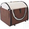 Hundebox faltbare Hundetransportbox Haustierrucksack mit Kissen Reisetasche Transportbox für Tier wasserdicht Oxfordstoff Kaffee 61 x 46 x 51 cm