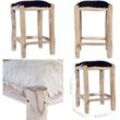 Barhocker Echtes Ziegenfell und Teak Massivholz - Barhocker - Bar-Hocker - Home & Living - Braun