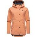 Softshelljacke RAGWEAR "Margge Shell" Gr. XS (34), orange (pfirsich), Damen, Obermaterial: 100% Polyester; Innenfutter: 100% Polyester, Jacken, wasserdichte Damen Übergangsjacke mit großer Kapuze