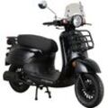 Motorroller ALPHA MOTORS "Adria" & Mofas schwarz Motorroller mit Lenkerschloss und Windschild