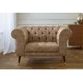 Loveseat GUIDO MARIA KRETSCHMER HOME & LIVING "Tinnum Loveseat, Chesterfield Sessel", braun (hellbraun), B:121cm H:77cm T:87cm, Luxus-Microfaser Vintageoptik (66% PU, 27% Polyester, 7% Baumwolle), Struktur weich( 97% Polyester, 3% Polyacryl), Sessel