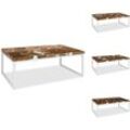 Vidaxl - Couchtische - Living Couchtisch Teak Harz 110 x 60 x 40 cm - Weiß