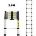 Hengda - 2.6M Teleskopleiter Ausziehbare Leiter . Ausziehbar Mehrzweckleiter . Flexibel Aluminiumleiter . Teleskop Ausziehleiter . Maximale Tragkraft