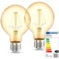 B.k.licht - 2x led Leuchtmittel Filament Vintage Industrie Lampe E27 Retro Glühbirne G80 4W - 30