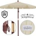 Kingsleeve - Holz Sonnenschirm 330 cm uv Schutz 80+ Schutzhülle Seilzug Groß Rund Stabil Windfest Marktschirm Gartenschirm Balkon beige creme creme