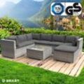 Brast - Gartenmöbel Lounge Sofa Couch Set Luxus Grau Poly-Rattan für 6 Personen