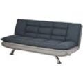 HOMCOM Schlafsofa, Klappsofa, 3-Sitzer Stoffsofa, Chaiselongue, Bettsofa, Sofa mit Schlaffunktion, Sofagarnitur, Verstellbarer Winkel, Grau+Beige,