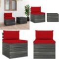 Vidaxl - 2-tlg. Garten-Sofagarnitur aus Paletten mit Kissen Kiefernholz - Garten-Lounge-Set - Garten-Lounge-Sets - Home & Living - Rot