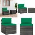 Vidaxl - 2-tlg. Garten-Sofagarnitur aus Paletten mit Kissen Kiefernholz - Garten-Lounge-Set - Garten-Lounge-Sets - Home & Living - Grün