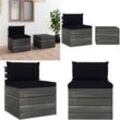 Vidaxl - 2-tlg. Garten-Sofagarnitur aus Paletten mit Kissen Kiefernholz - Garten-Lounge-Set - Garten-Lounge-Sets - Home & Living - Schwarz