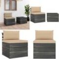 Vidaxl - 2-tlg. Garten-Sofagarnitur aus Paletten mit Kissen Kiefernholz - Garten-Lounge-Set - Garten-Lounge-Sets - Home & Living - Beige