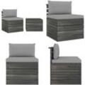 Vidaxl - 2-tlg. Garten-Sofagarnitur aus Paletten mit Kissen Kiefernholz - Garten-Lounge-Set - Garten-Lounge-Sets - Home & Living - Grau