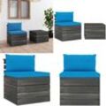 Vidaxl - 2-tlg. Garten-Sofagarnitur aus Paletten mit Kissen Kiefernholz - Garten-Lounge-Set - Garten-Lounge-Sets - Home & Living - Blau