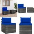 Vidaxl - 2-tlg. Garten-Sofagarnitur aus Paletten mit Kissen Kiefernholz - Garten-Lounge-Set - Garten-Lounge-Sets - Home & Living - Blau