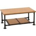 Couchtisch HHG 028, Wohnzimmertisch Tisch Sofatisch Beistelltisch, Industrial Massiv-Holz Metall 48x100x50cm natur