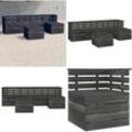 Vidaxl - 6-tlg. Garten-Sofagarnitur aus Paletten Kiefernholz Dunkelgrau - Garten-Lounge-Set - Garten-Lounge-Sets - Home & Living - Grau