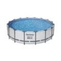 Bestway® Steel Pro MAX™ Frame Pool Komplett-Set mit Filterpumpe Ø 488 x 122 cm , lichtgrau, rund