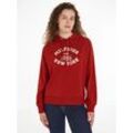 Kapuzensweatshirt TOMMY HILFIGER "MDRN REG VARSITY HOODIE" Gr. L (40), rot (dark magma) Damen Sweatshirts mit Kapuze