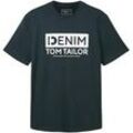 TOM TAILOR DENIM Herren T-Shirt mit Logoprint, grün, Textprint, Gr. XXL