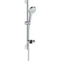 Brausegarnitur HANSGROHE "Croma Select S" Brausegarnituren weiß (weiß, chrom) 11cm, mit Duschstange 65cm und Seifenschale Weißchrom