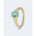 Ring mit Sambia Smaragd und Diamant