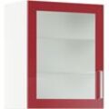 Glashängeschrank IMPULS KÜCHEN ""Turin", Breite/Höhe: 50 oder 60/72,3 cm", rot (rot hochglanz), B:60cm H:72,3cm T:34,5cm, Holzwerkstoff, Glas, Schränke, vormontiert, mit Glasdrehtür, mit verstellbarem Glasfachboden